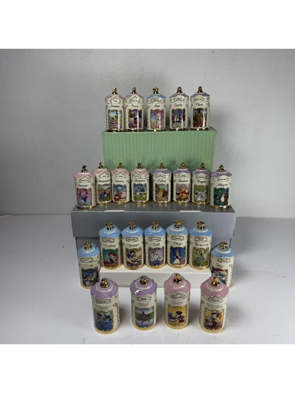 Lenox Walt Disney Spice Jar Collection 24 Pc Set Fine Porcelain S-12